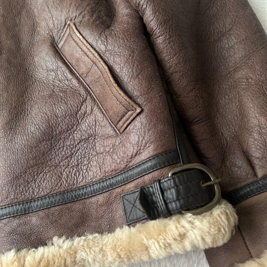 極暖✨B-3 ムートン フライトジャケット L 羊革 シープスキン 肉厚 茶