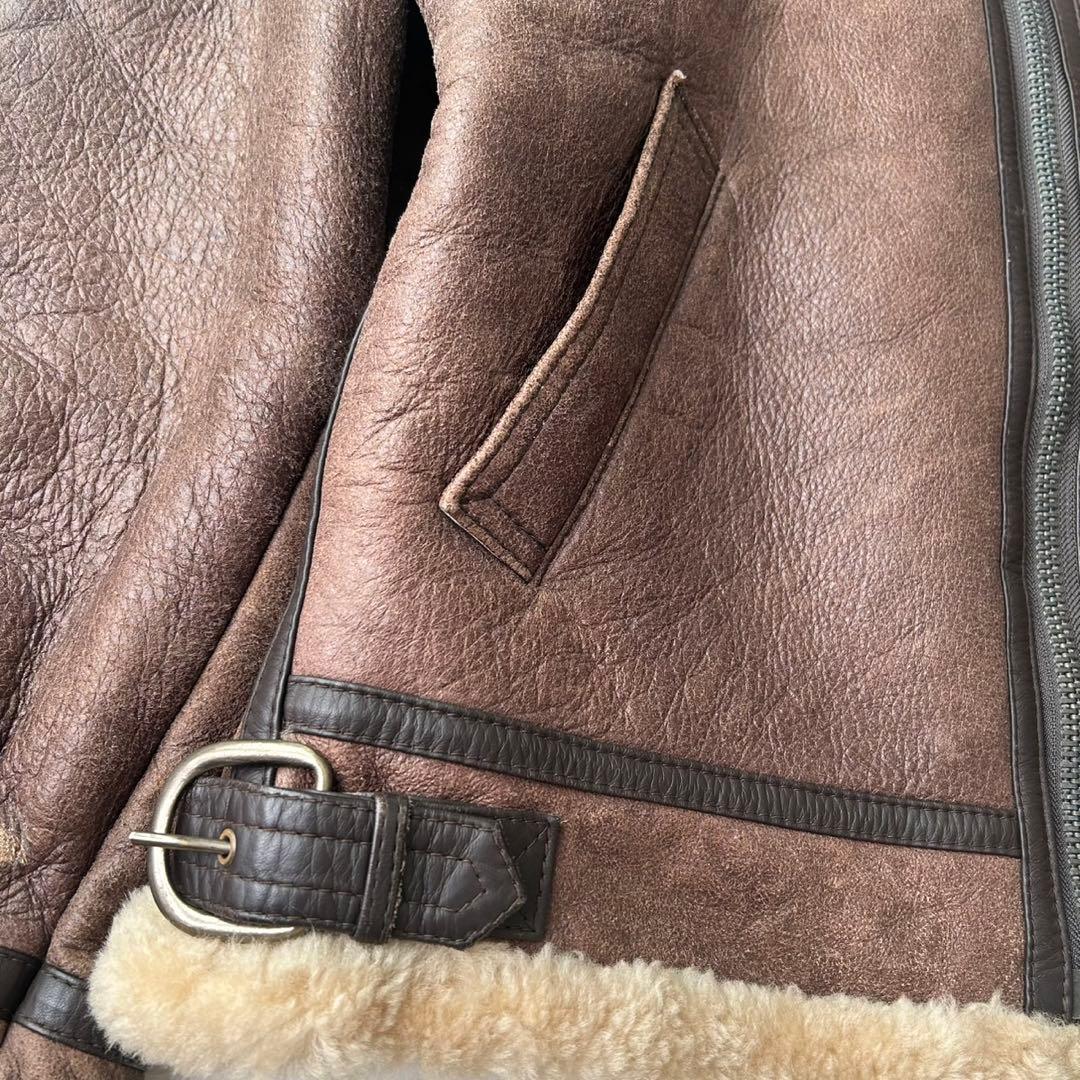 極暖✨B-3 ムートン フライトジャケット L 羊革 シープスキン 肉厚 茶