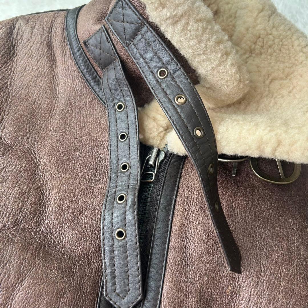 極暖✨B-3 ムートン フライトジャケット L 羊革 シープスキン 肉厚 茶
