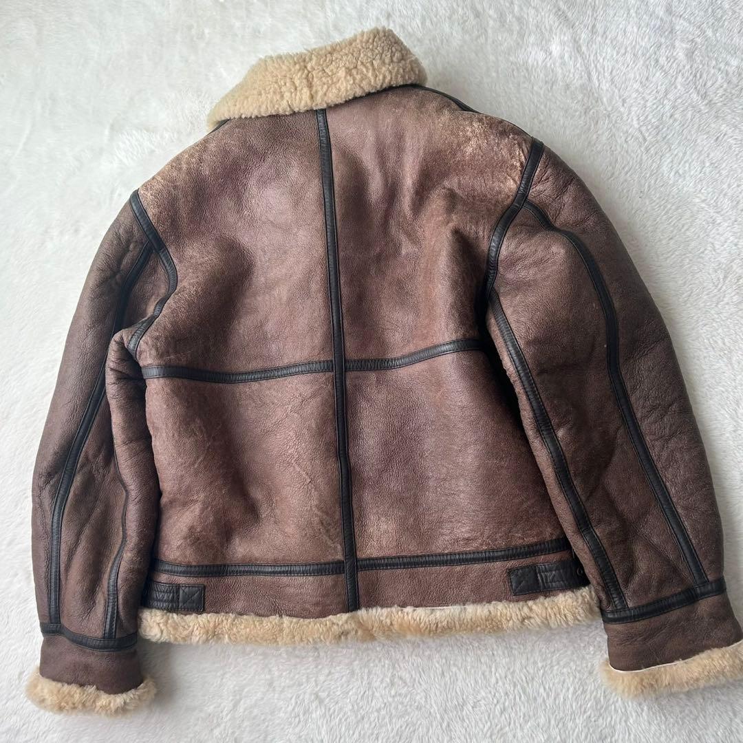 極暖✨B-3 ムートン フライトジャケット L 羊革 シープスキン 肉厚 茶