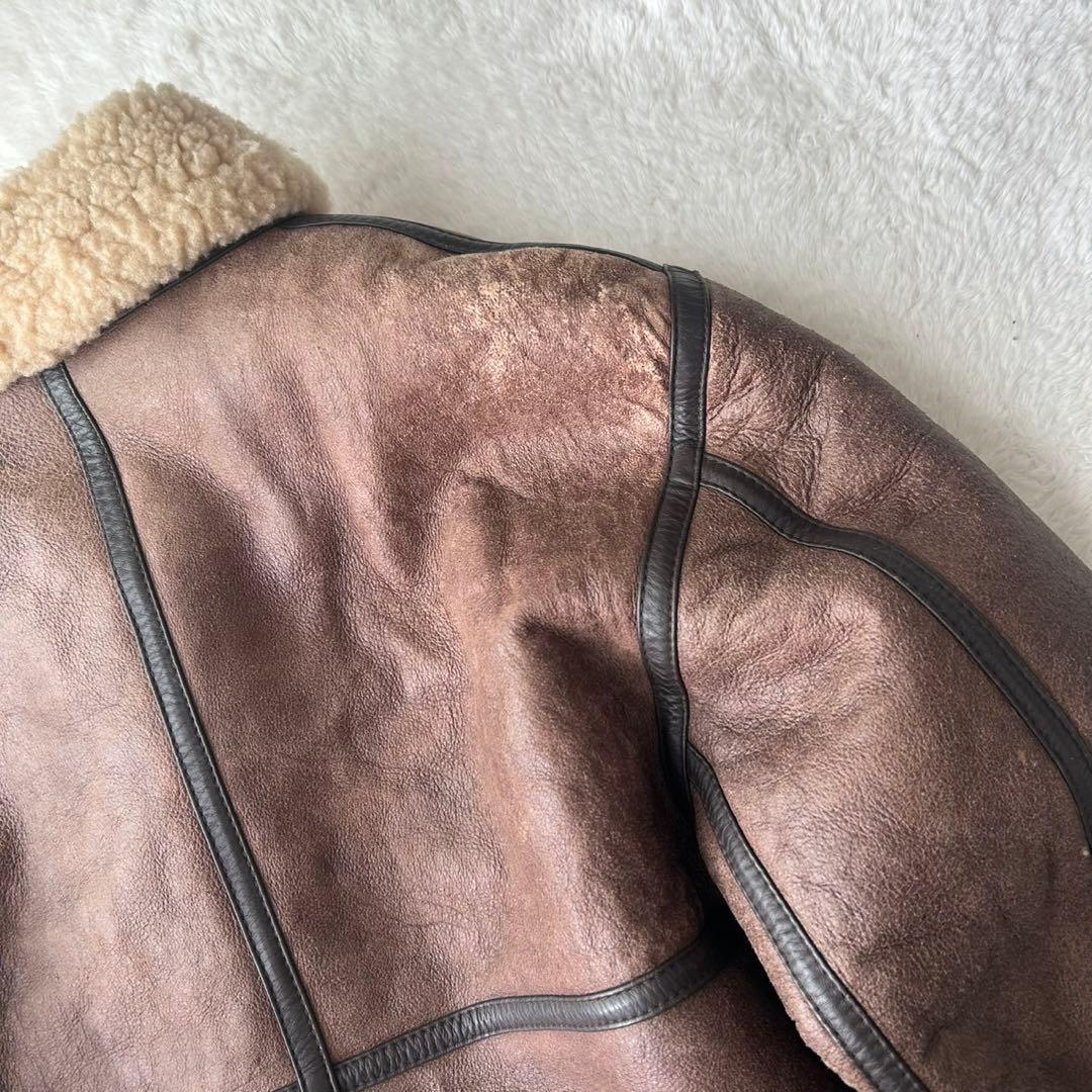 極暖✨B-3 ムートン フライトジャケット L 羊革 シープスキン 肉厚 茶