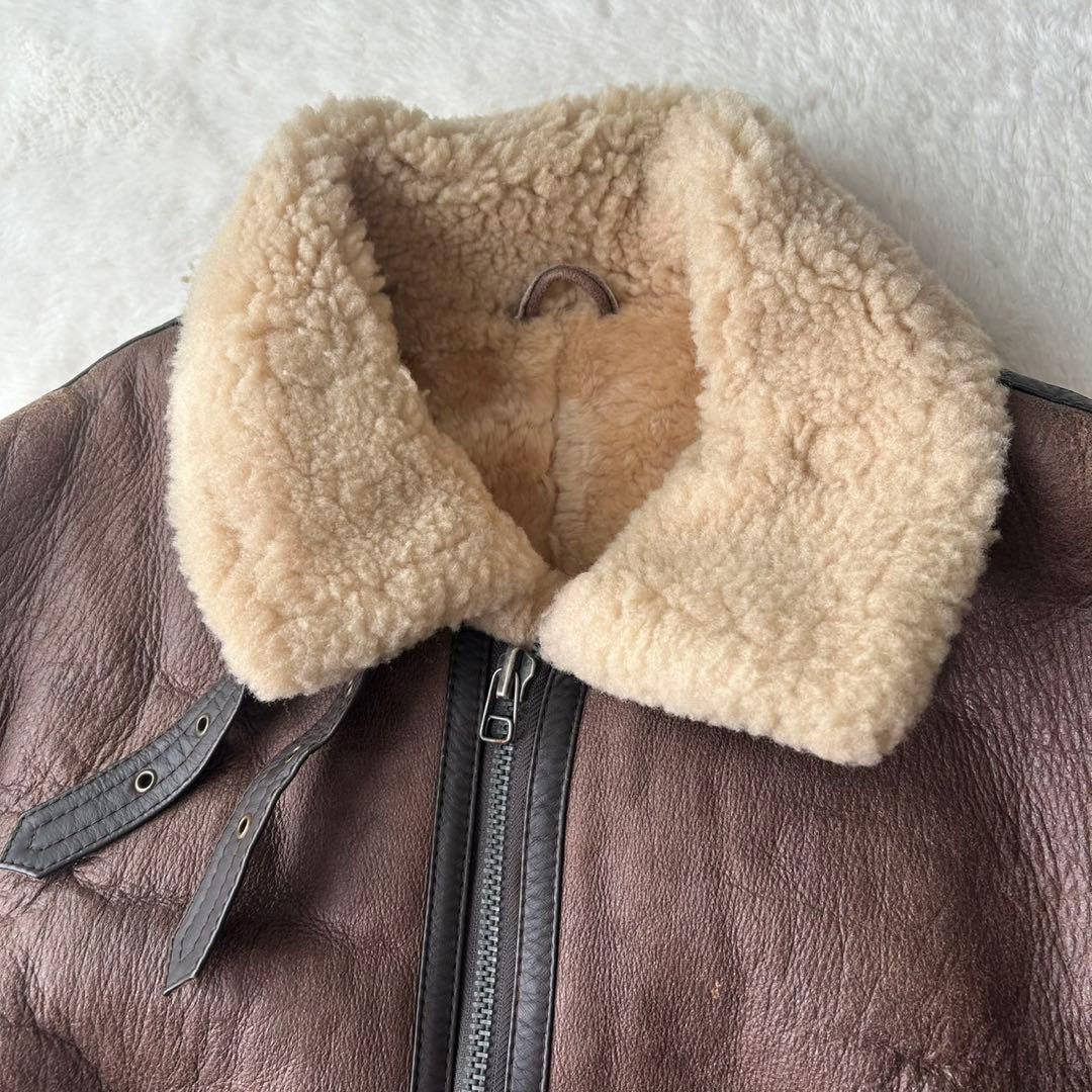 極暖✨B-3 ムートン フライトジャケット L 羊革 シープスキン 肉厚 茶