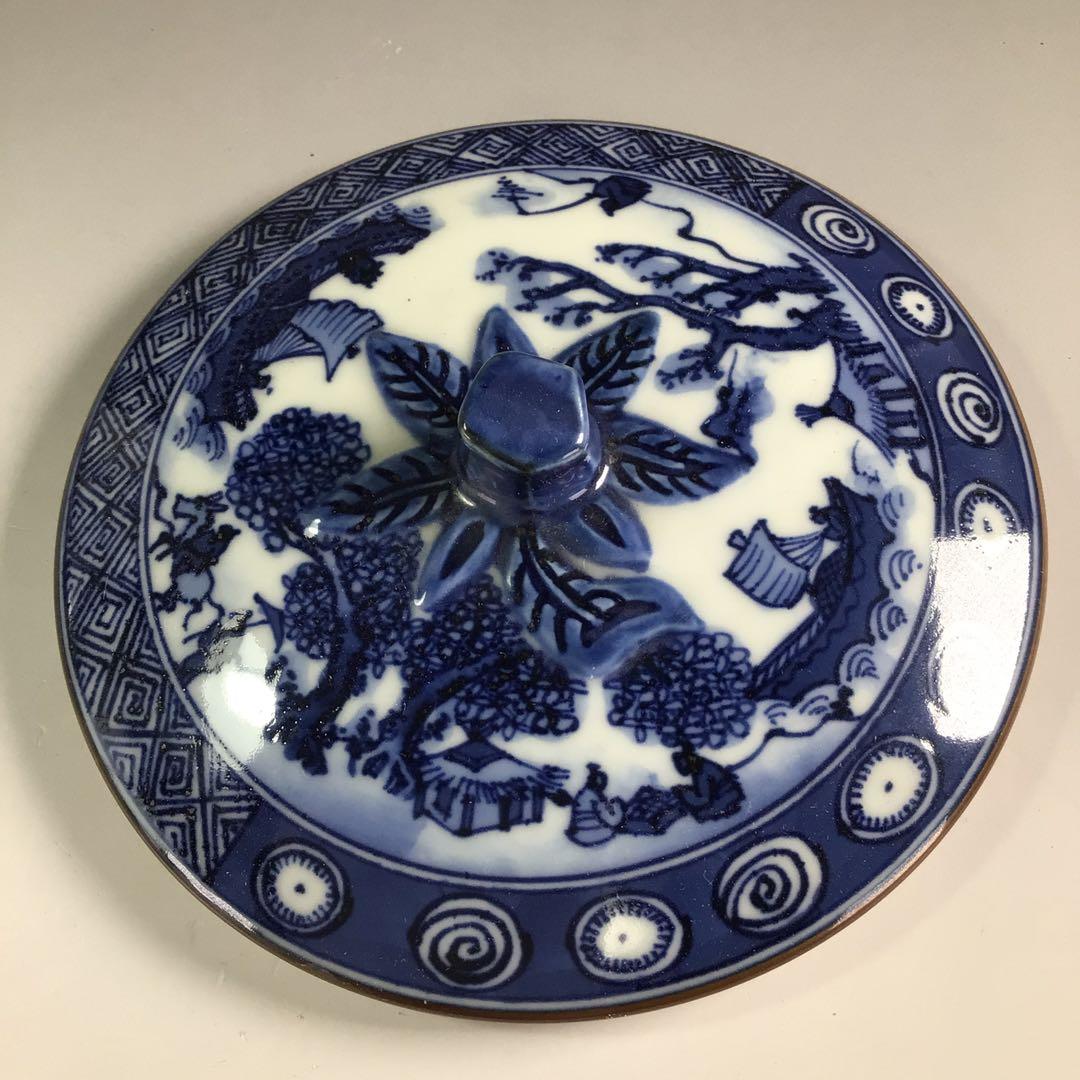 Ｐ８３０　水指　『平安　手塚景雲造』『染付蜜柑水指』　共箱　茶道具