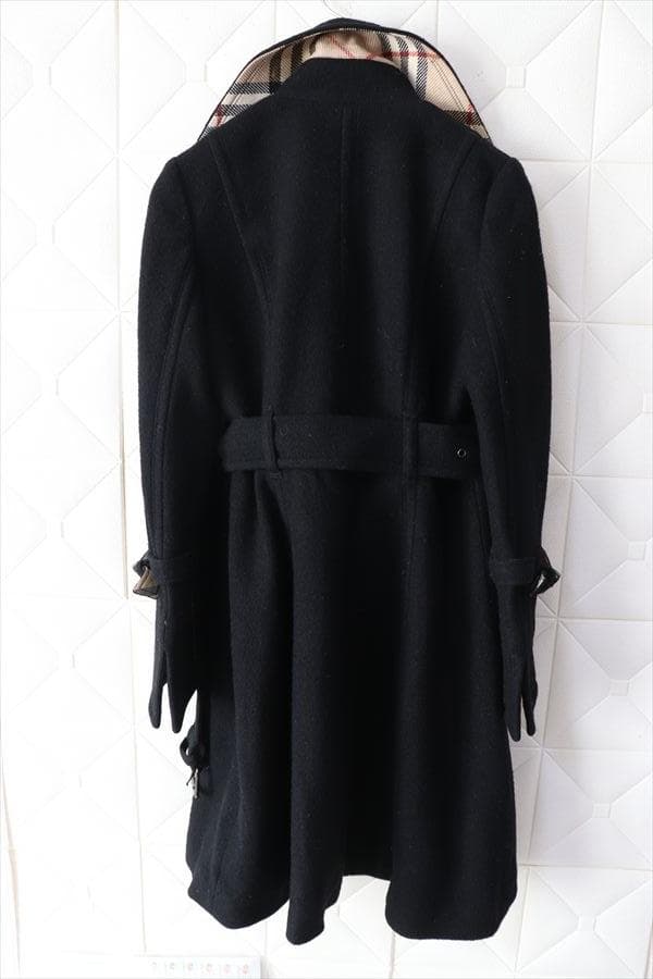 バーバリーブルーレーベル 裏ノバチェック ウールコート 38 黒