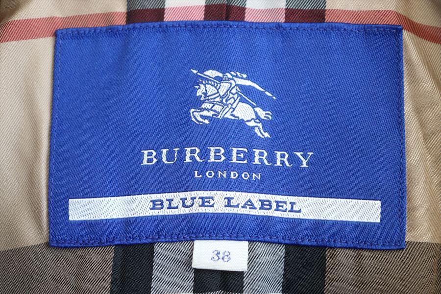 バーバリーブルーレーベル 裏ノバチェック ウールコート 38 黒