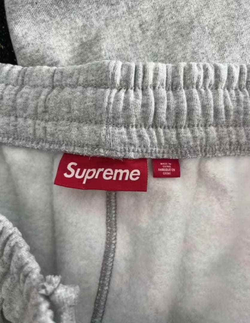 シュプリーム サテン アップリケ スウェットパンツ グレー Sサイズ