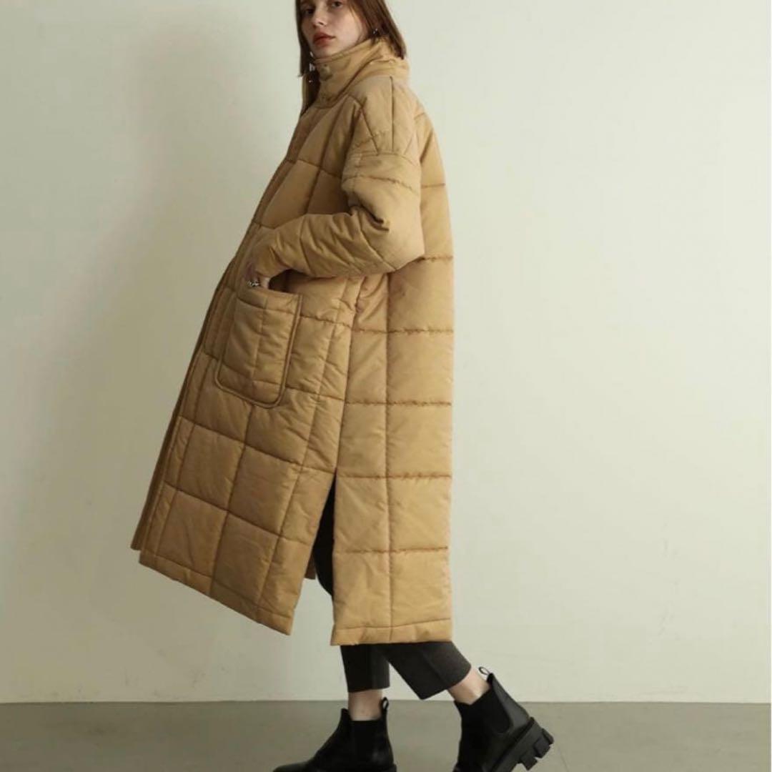 【未使用タグ付き】caveza rosso スクエアキルティングロングコート