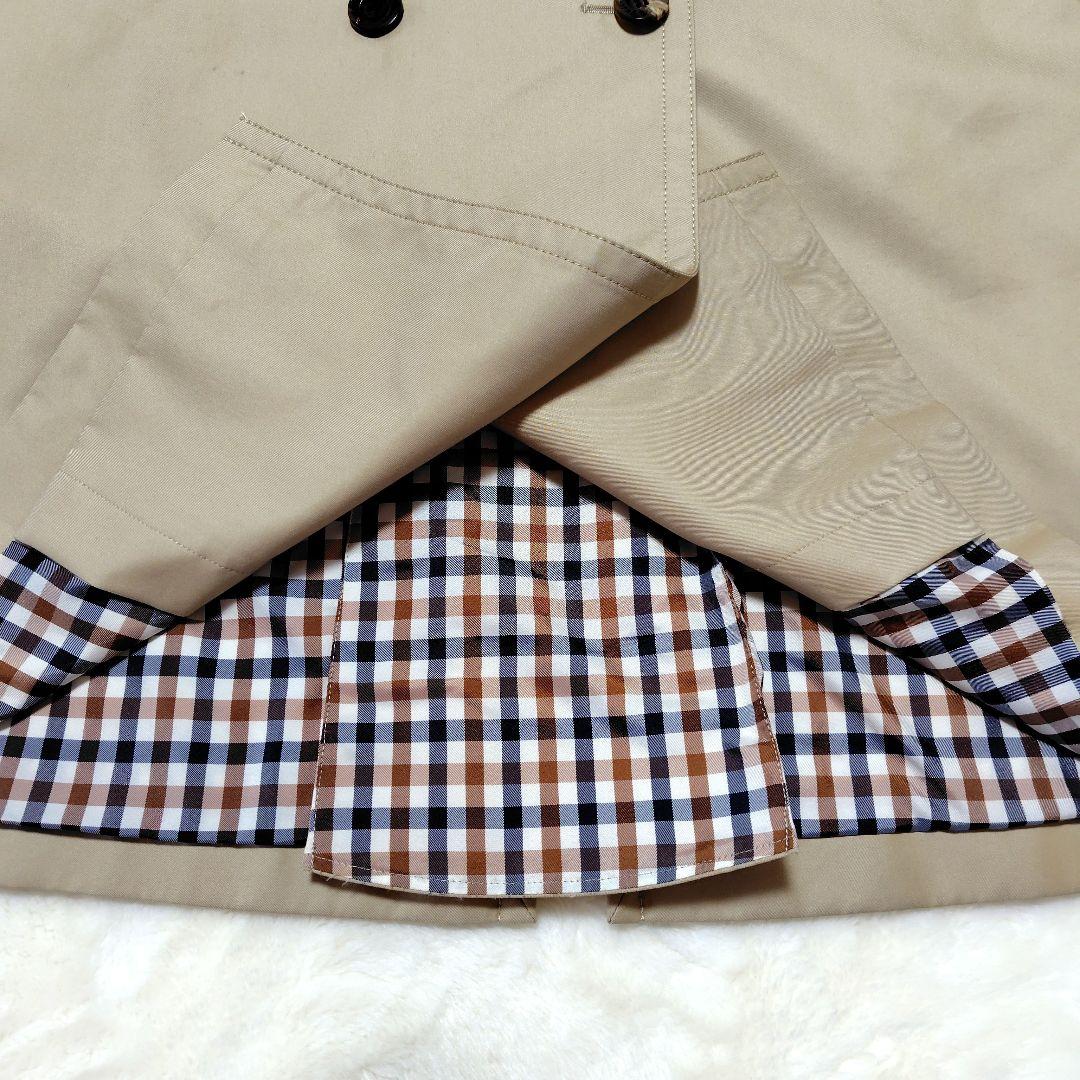 アクアスキュータム　トレンチコート　ロング丈　ブルーライナー　クラブチェック