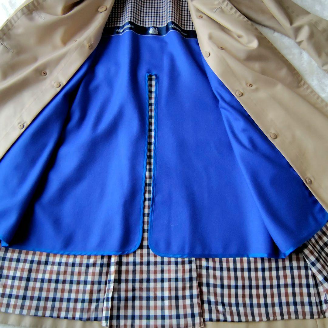 アクアスキュータム　トレンチコート　ロング丈　ブルーライナー　クラブチェック