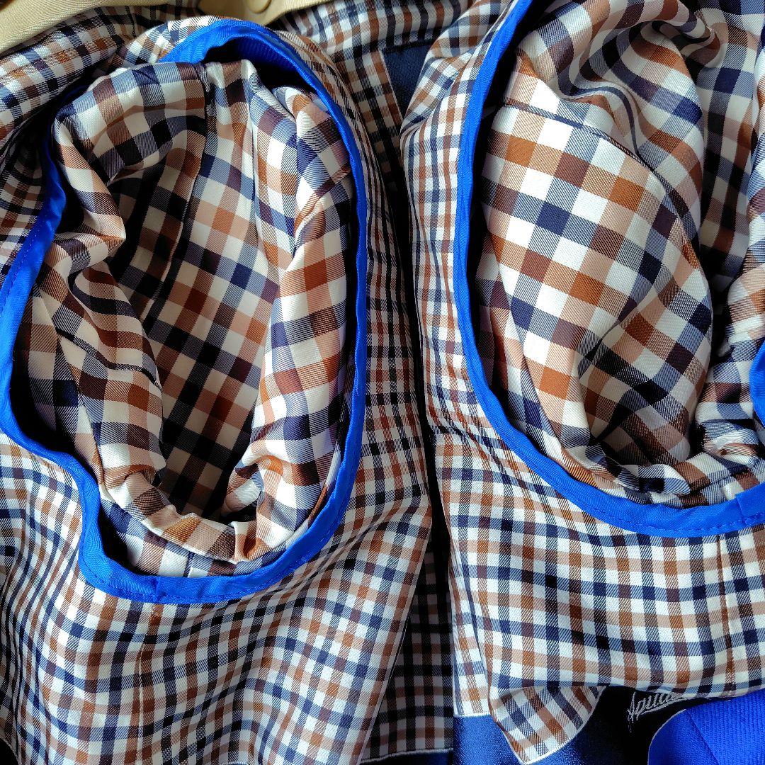 アクアスキュータム　トレンチコート　ロング丈　ブルーライナー　クラブチェック