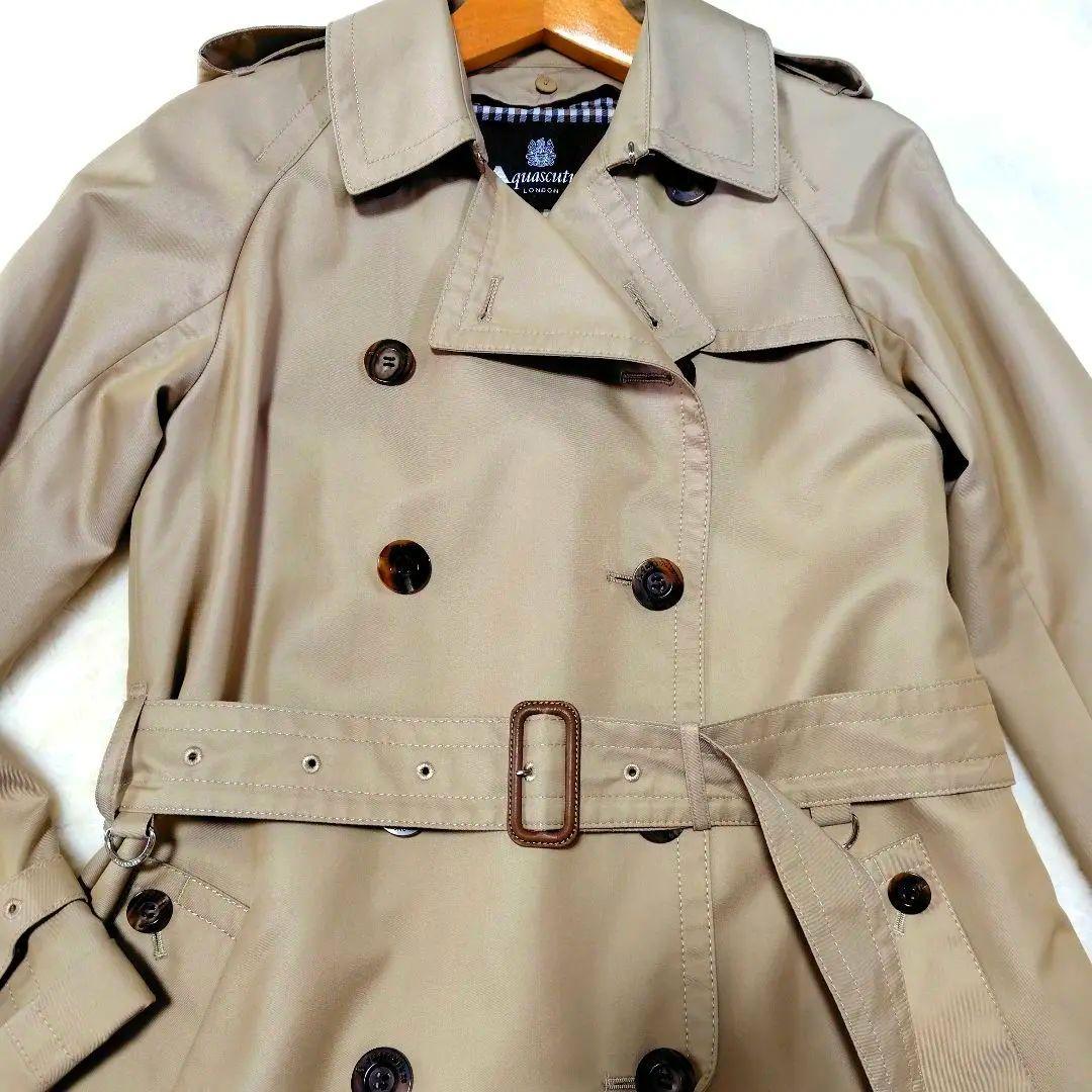 アクアスキュータム　トレンチコート　ロング丈　ブルーライナー　クラブチェック