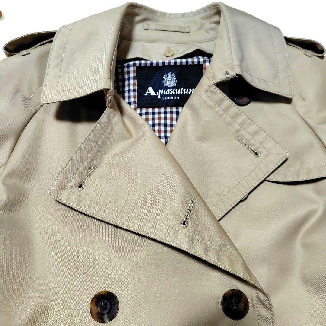 アクアスキュータム　トレンチコート　ロング丈　ブルーライナー　クラブチェック