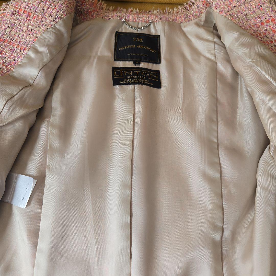 23区　LINTON　ツイード　ノーカラージャケット　リントン　38　Mサイズ