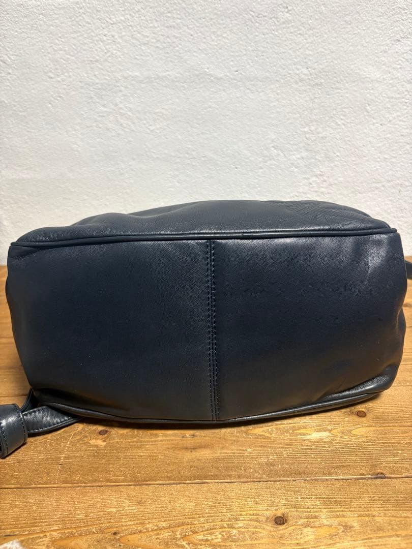 LOEWE アナグラム ショルダーバッグ ネイビー ロエベ 2way レザー