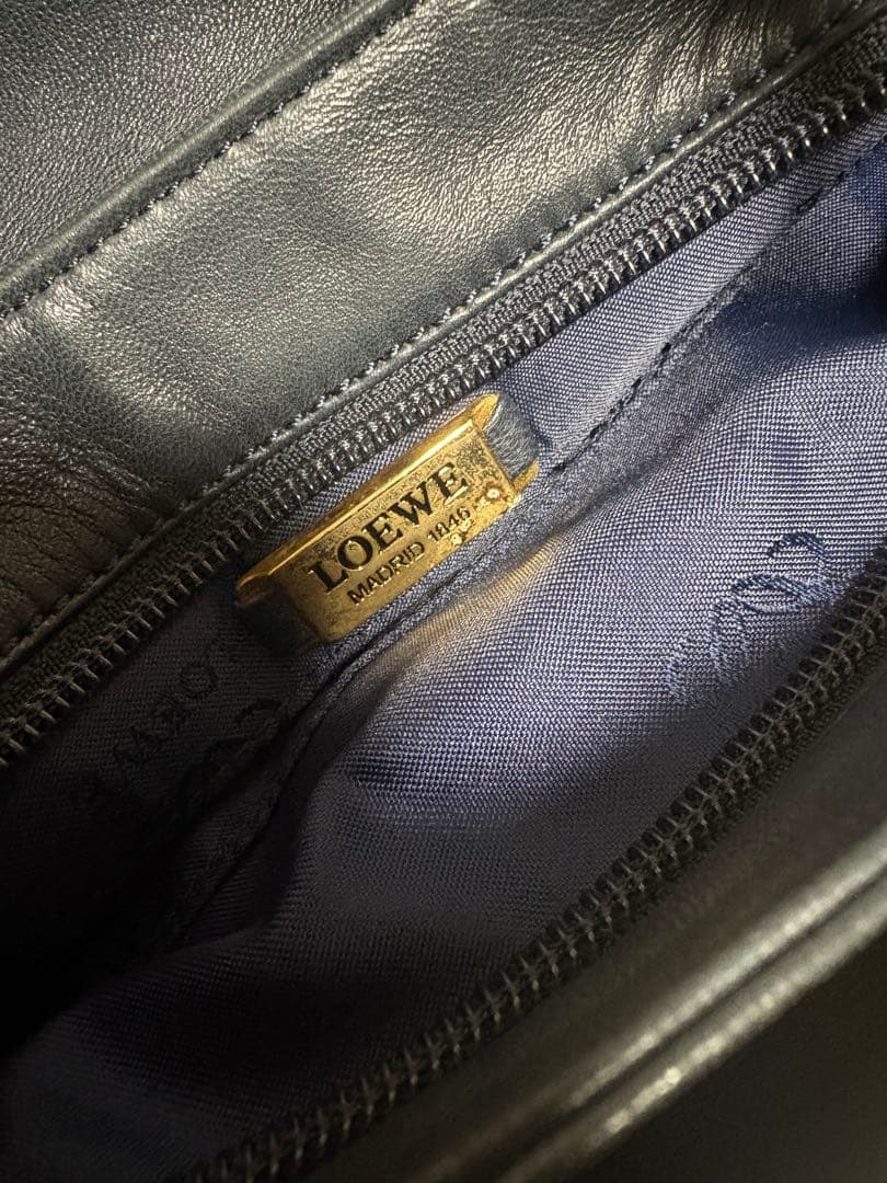 LOEWE アナグラム ショルダーバッグ ネイビー ロエベ 2way レザー