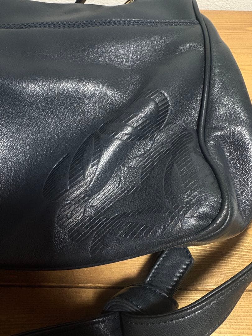 LOEWE アナグラム ショルダーバッグ ネイビー ロエベ 2way レザー