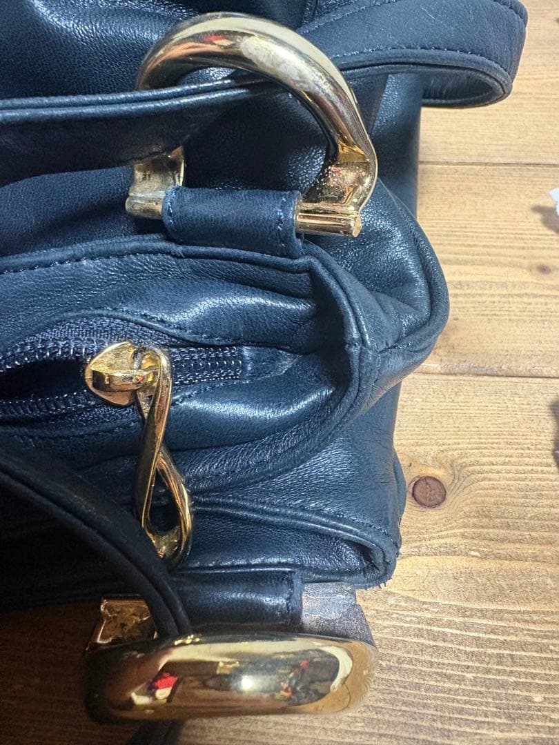 LOEWE アナグラム ショルダーバッグ ネイビー ロエベ 2way レザー