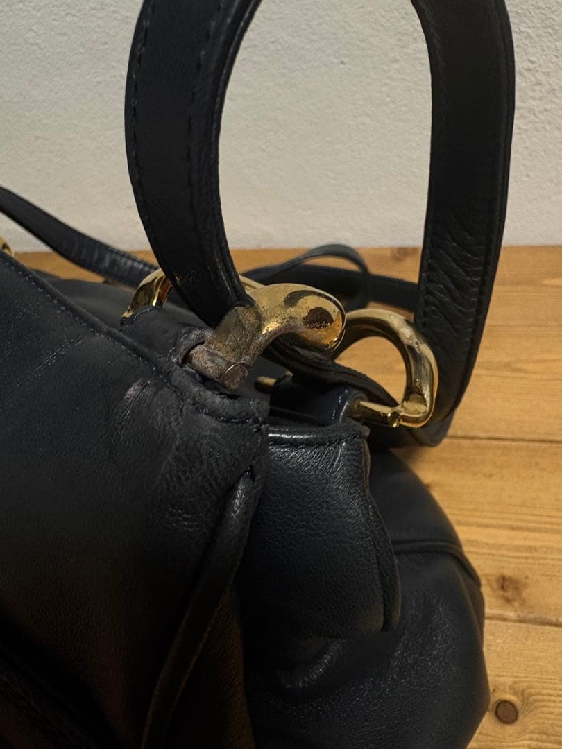 LOEWE アナグラム ショルダーバッグ ネイビー ロエベ 2way レザー