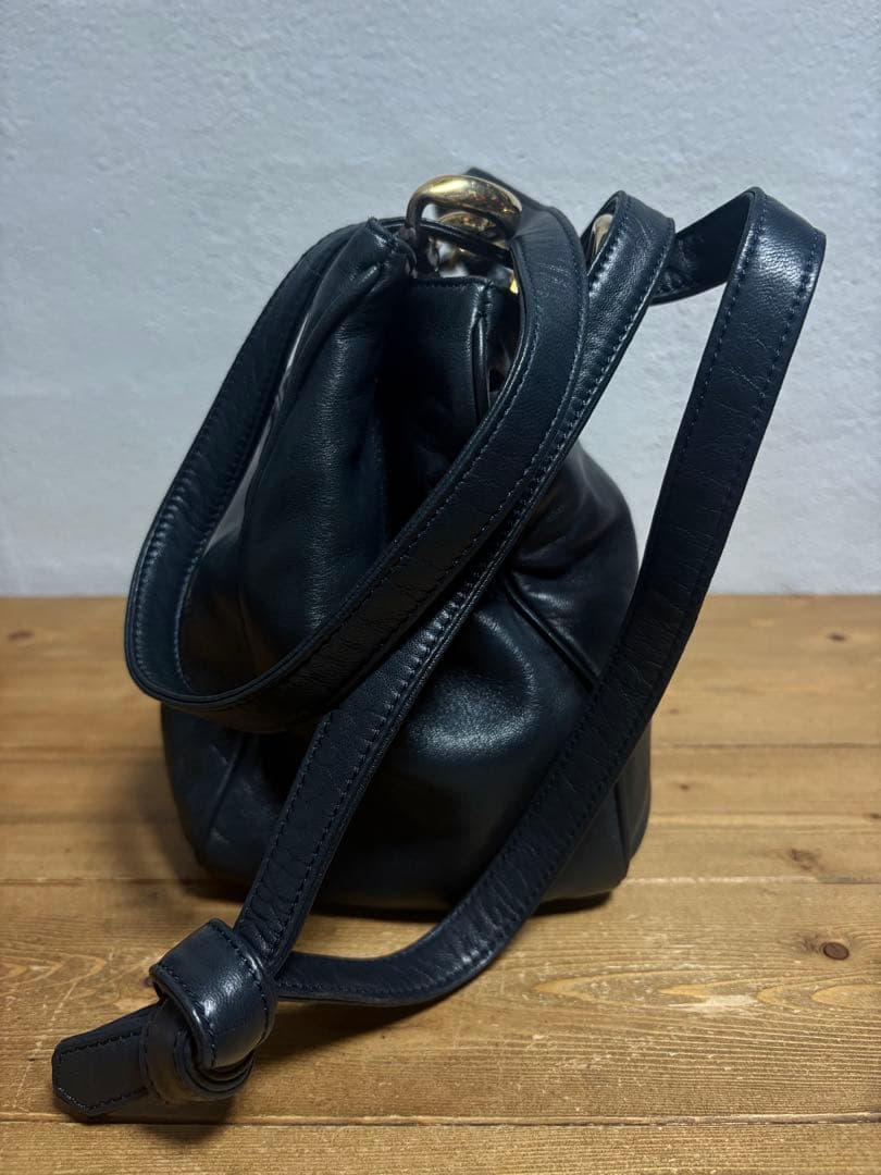 LOEWE アナグラム ショルダーバッグ ネイビー ロエベ 2way レザー