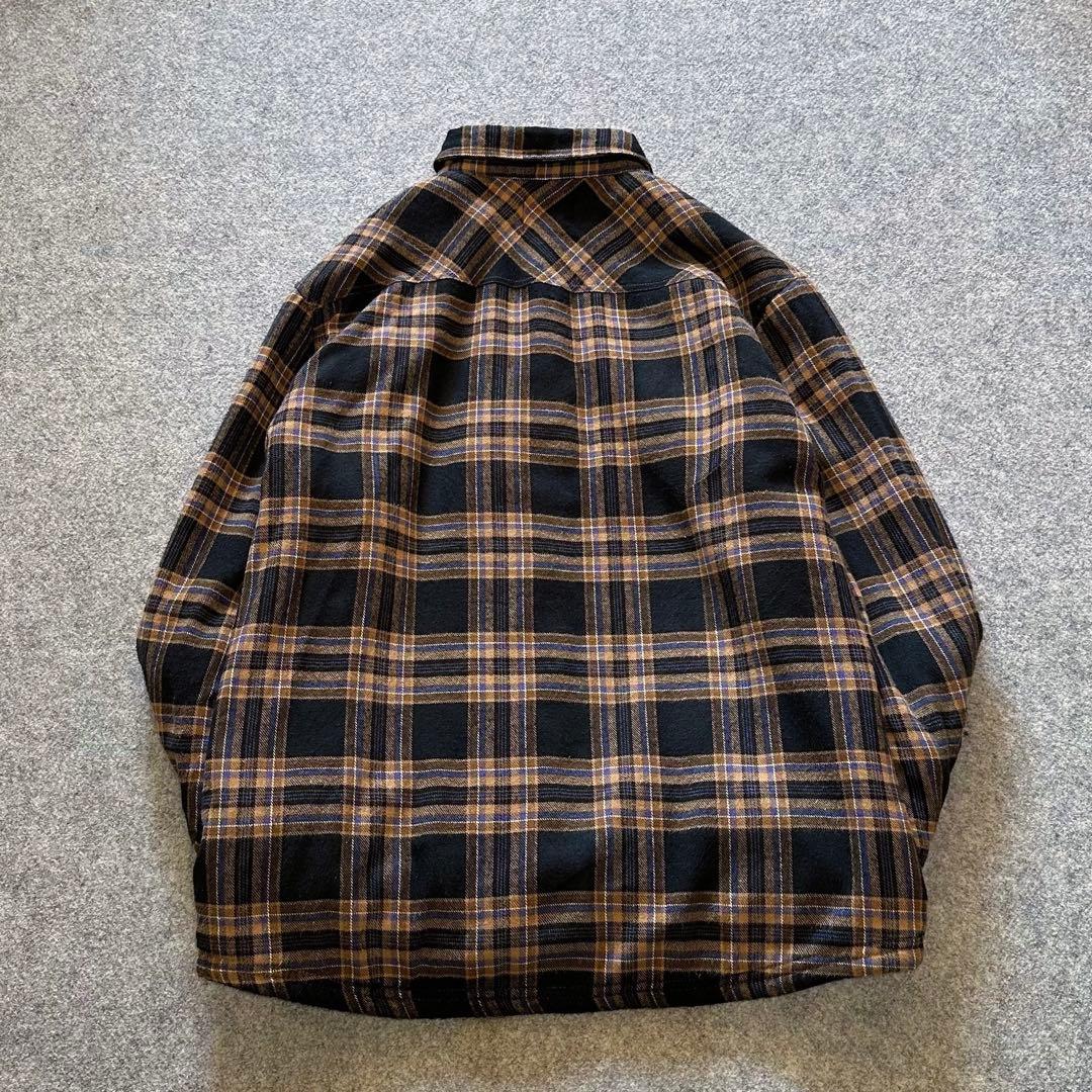 TMT：名作【コットン•フランネル×ボア•ライナー】チェック柄•シャツジャケット