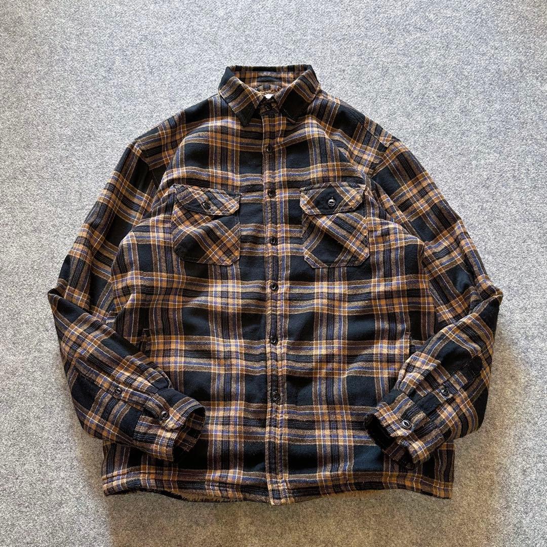 TMT：名作【コットン•フランネル×ボア•ライナー】チェック柄•シャツジャケット
