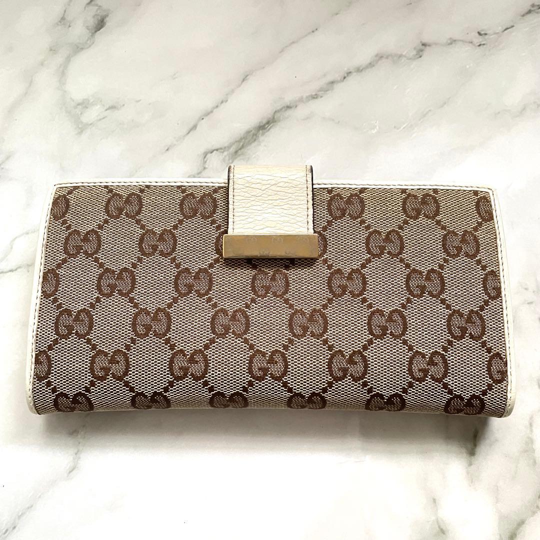 GUCCI グッチGG キャンバス　レザー　長財布　2つ折り財布 0113-⑧
