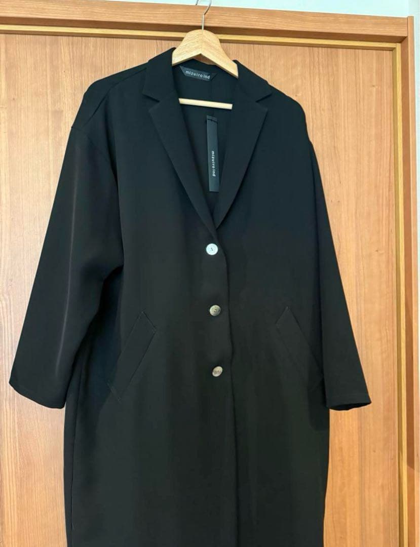 mizuiro ind(ミズイロインド)ワイドテーラードコート黒ブラック