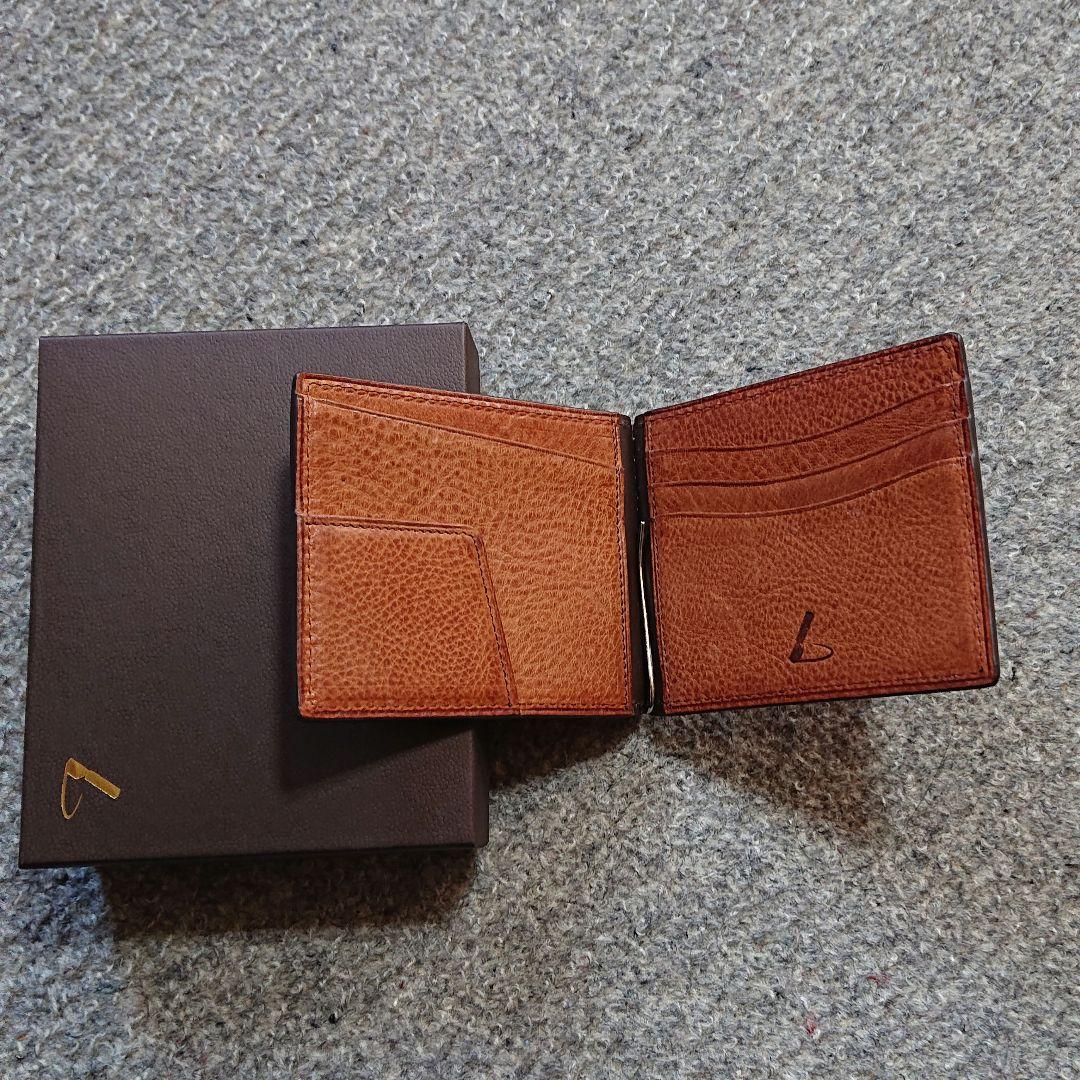 土屋鞄 ブラウン 二つ折りマネークリップ 箱付き