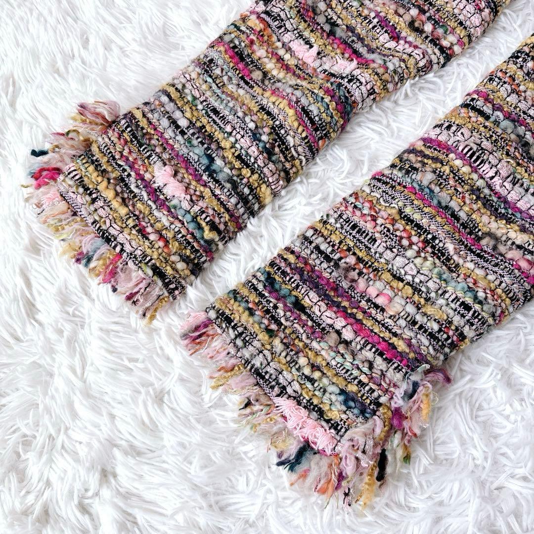 美品✨ダーマコレクション　ノーカラーツイードジャケット　ミックスカラー　ラメ入り