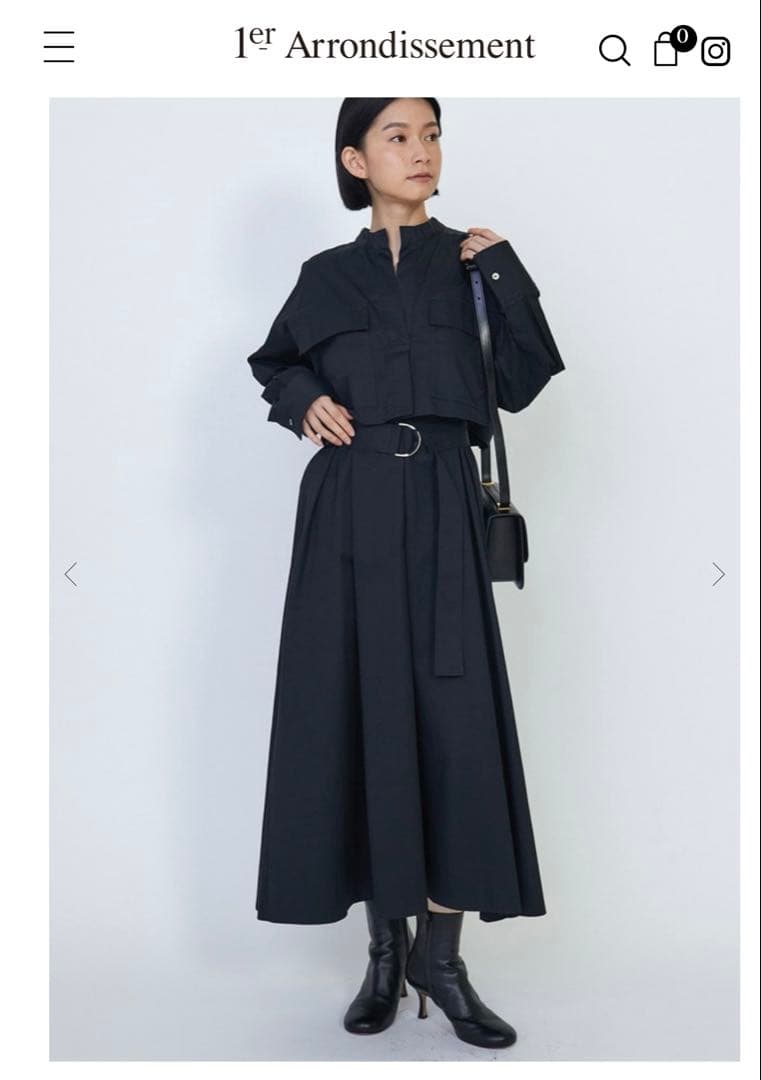 1er Arrondissement タイプライターシャツワンピース ブラック