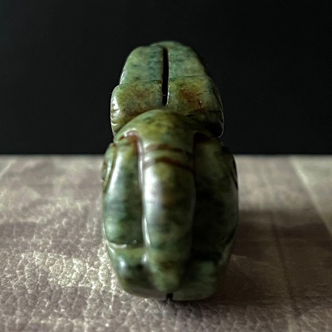 和田玉 緑玉 古玉 彫刻 手彫り 神獣 ネフライト 軟玉 中国王朝 アンティーク