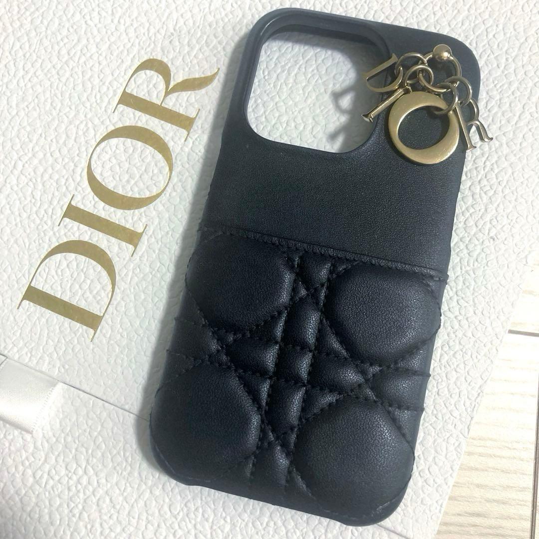 【新機種・超美】Dior　LADY DIOR　iPhone15proケース　羊革