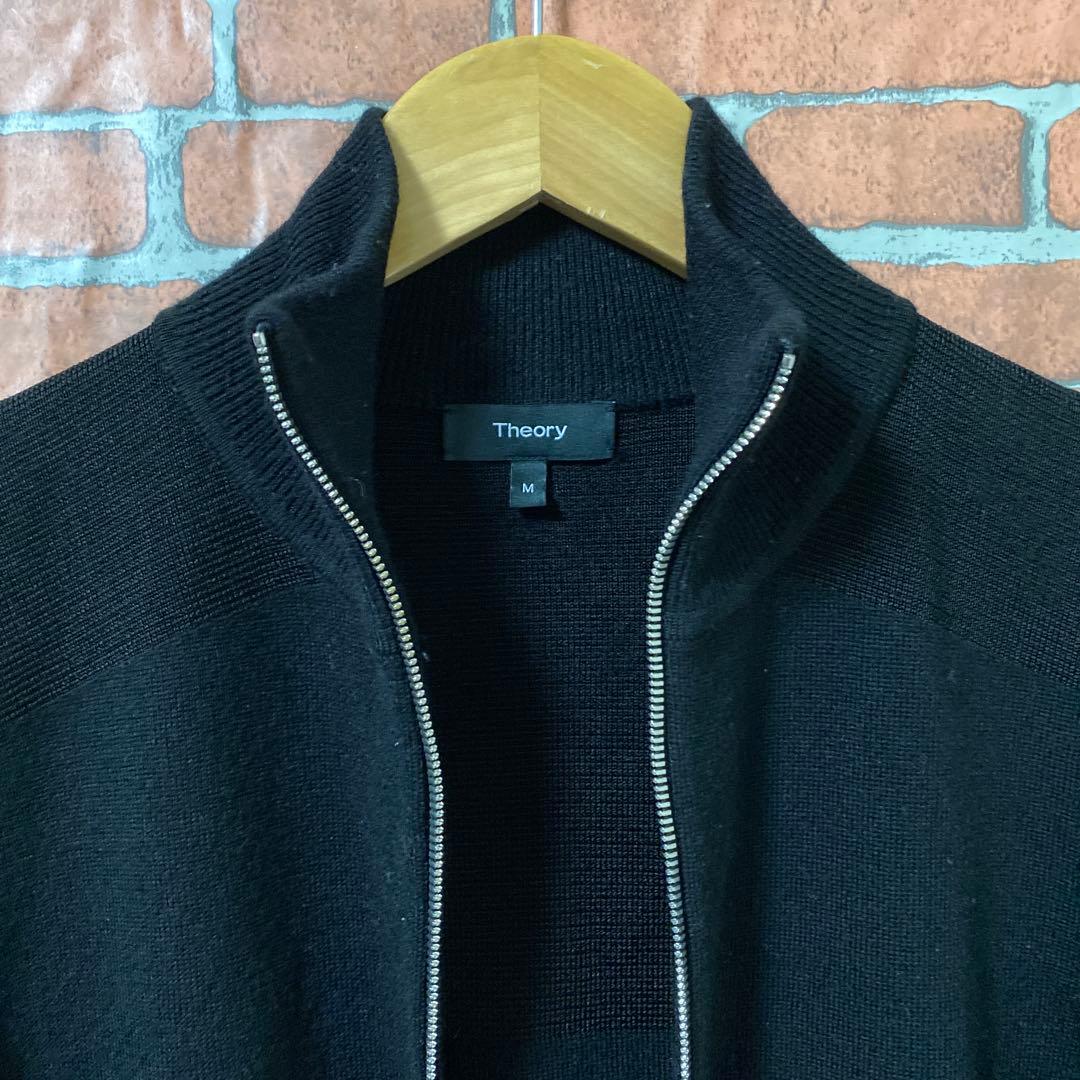 セオリー ドライバーズニット ダブルジップ ブラックハイネックM