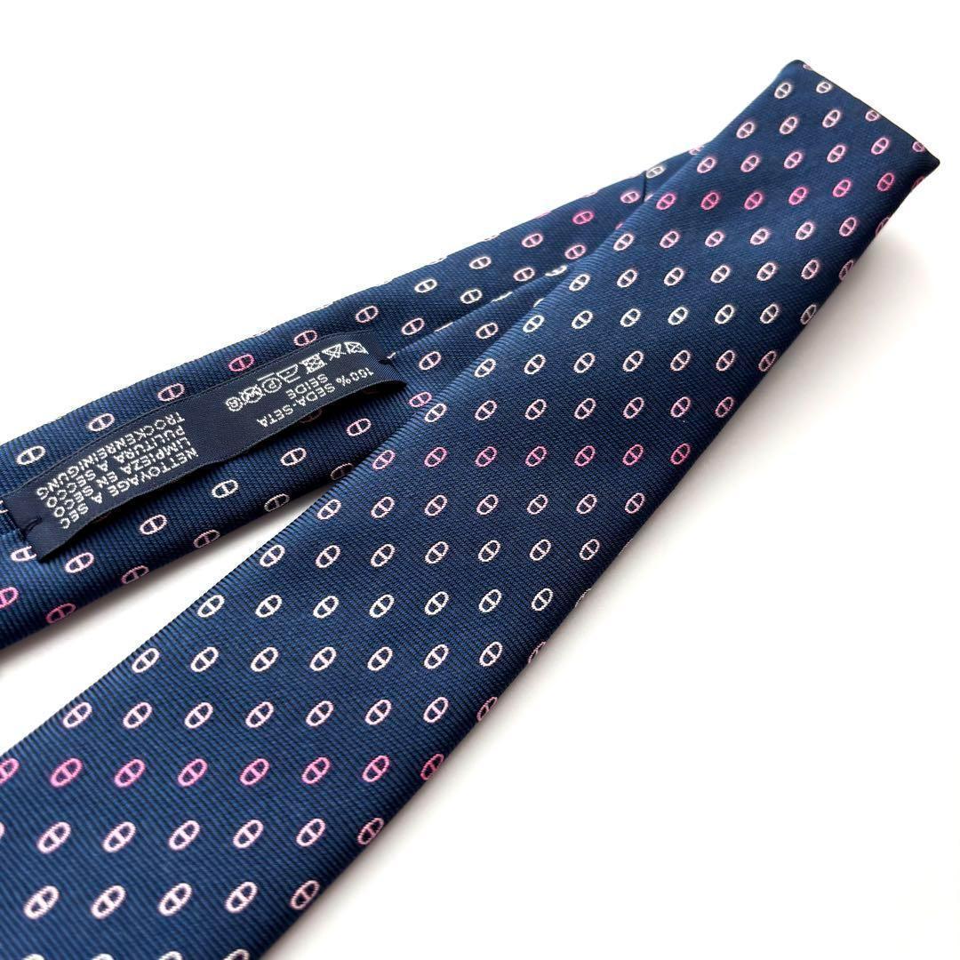 ꧁新品未使用꧂ エルメス ネクタイ ナロータイ マイヨン H柄 ネイビー マリン