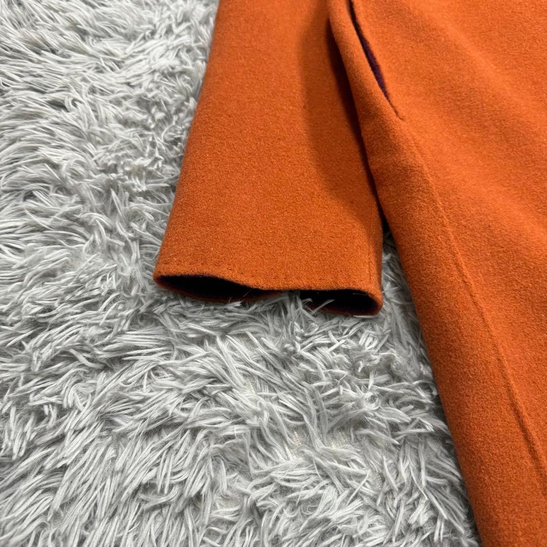 美品✨シビラ バイカラーロングコート ウール オレンジ×パープル M ゆったり