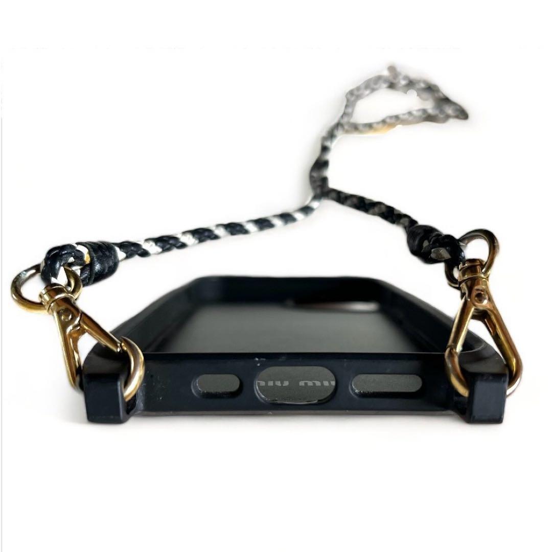 m*⃘様 ミュウミュウ iPhoneケース 12 ロゴ ショルダーストラップ ブ