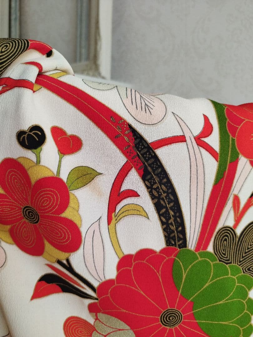 ☆大正浪漫アンティーク☆レトロポップな着物と黄緑作り帯☆七五三ハーフ成人式