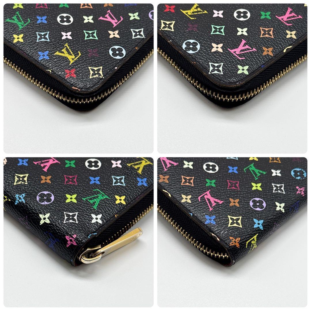 ルイヴィトン モノグラム ジッピーウォレット マルチカラー 財布 ピンク 黒