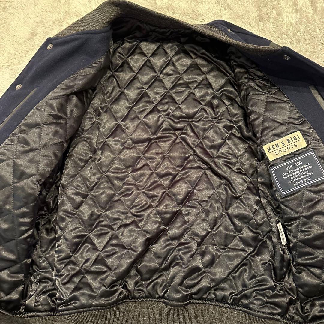 100着限定　メンズビギ　スタジャン　メンズ　サイズ3 袖レザー　復刻　ワッペン