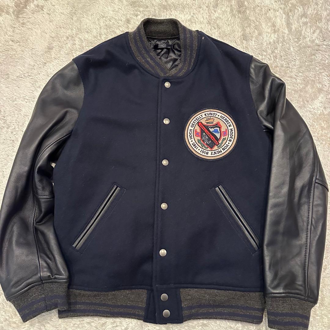 100着限定　メンズビギ　スタジャン　メンズ　サイズ3 袖レザー　復刻　ワッペン