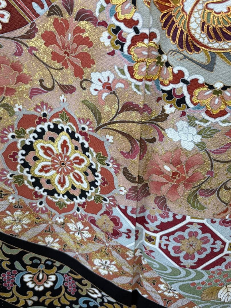 専用商品　6点フルセット　作家物正絹黒留袖　袋帯　帯揚げ　帯締め　末広　長襦袢