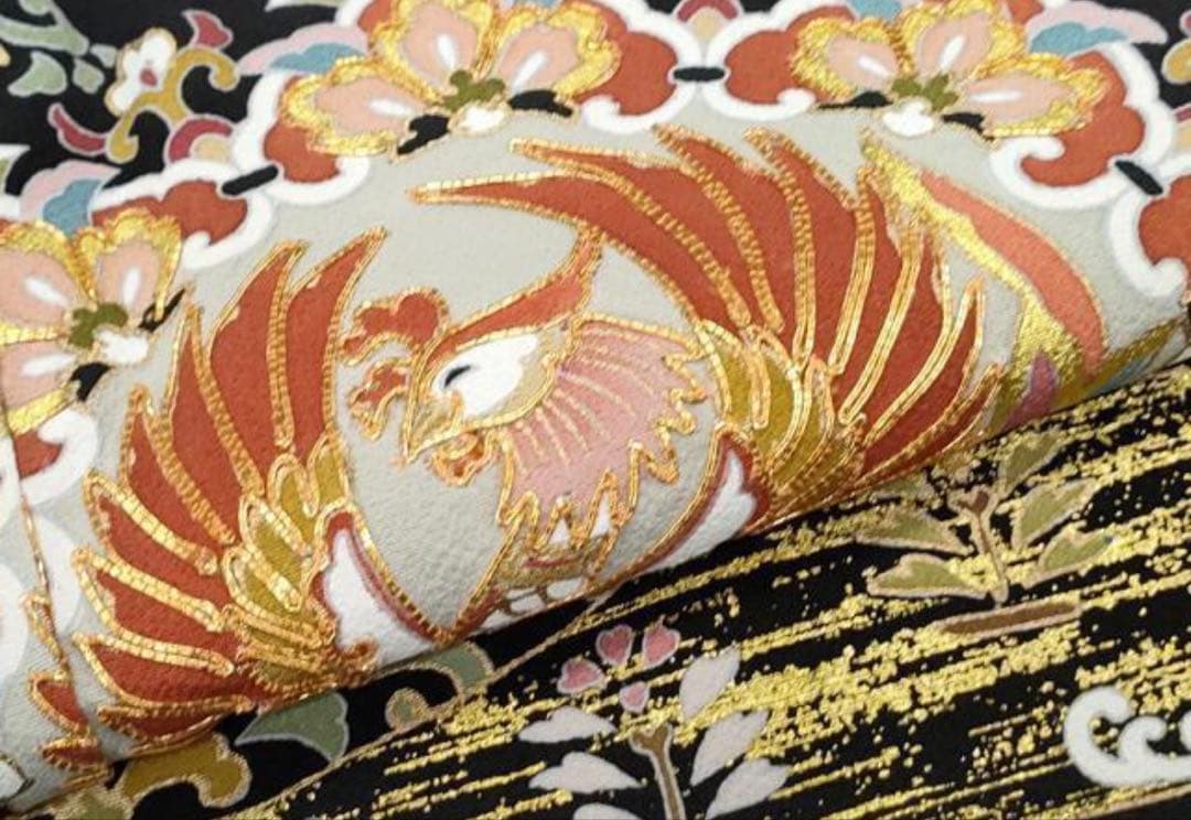 専用商品　6点フルセット　作家物正絹黒留袖　袋帯　帯揚げ　帯締め　末広　長襦袢