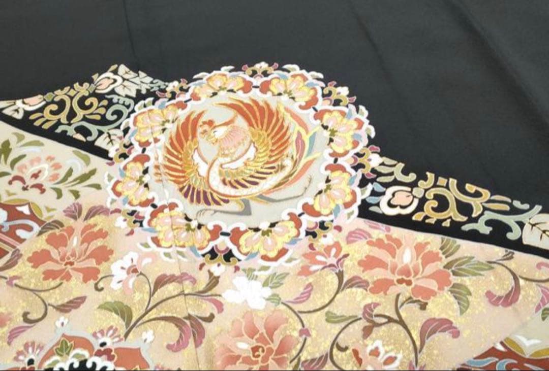 専用商品　6点フルセット　作家物正絹黒留袖　袋帯　帯揚げ　帯締め　末広　長襦袢