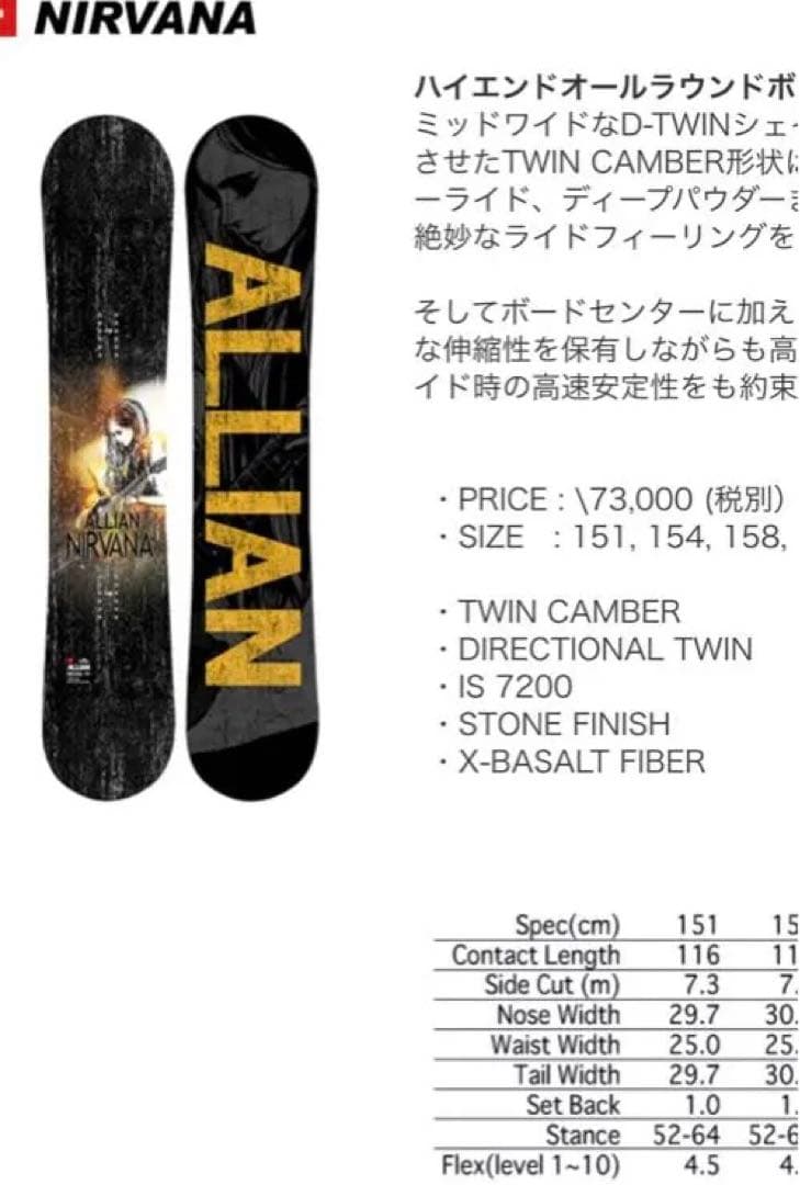 ALLIAN NIRVANA スノーボード