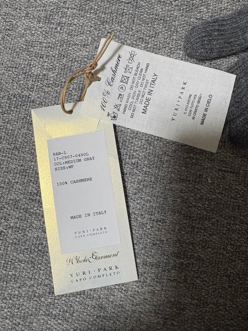 ユリパーク　カシミヤグローブ　ロング　手袋　グレー　YURI PARK