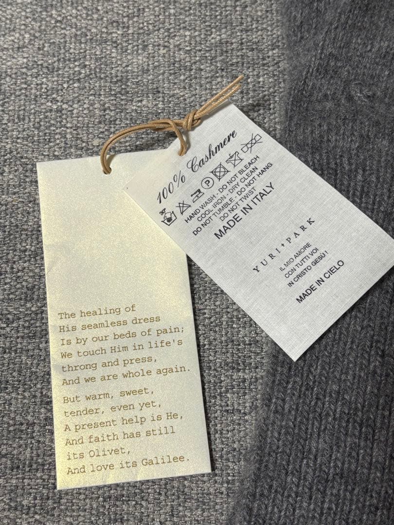 ユリパーク　カシミヤグローブ　ロング　手袋　グレー　YURI PARK