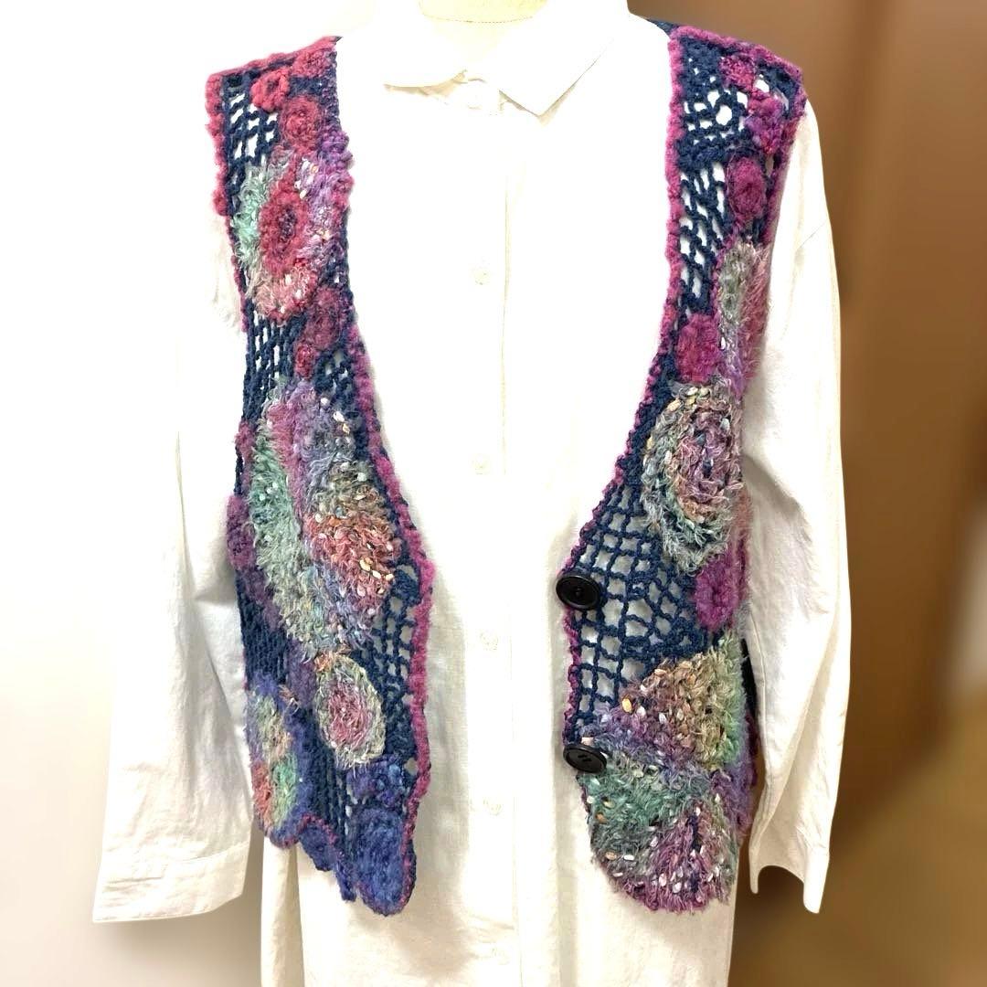 M＆kyoko 多色花柄モチーフニットベスト（美品）