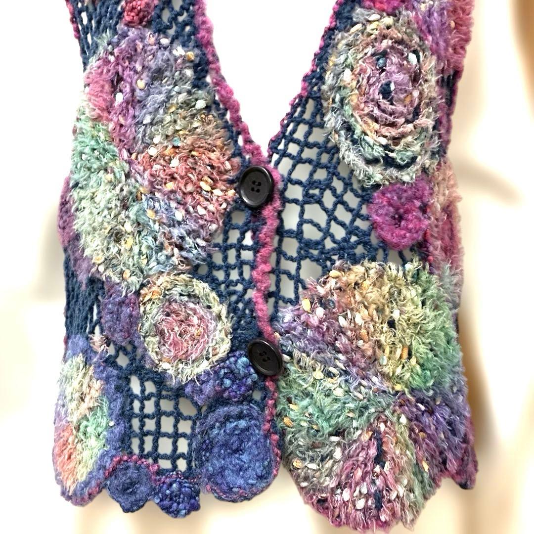 M＆kyoko 多色花柄モチーフニットベスト（美品）