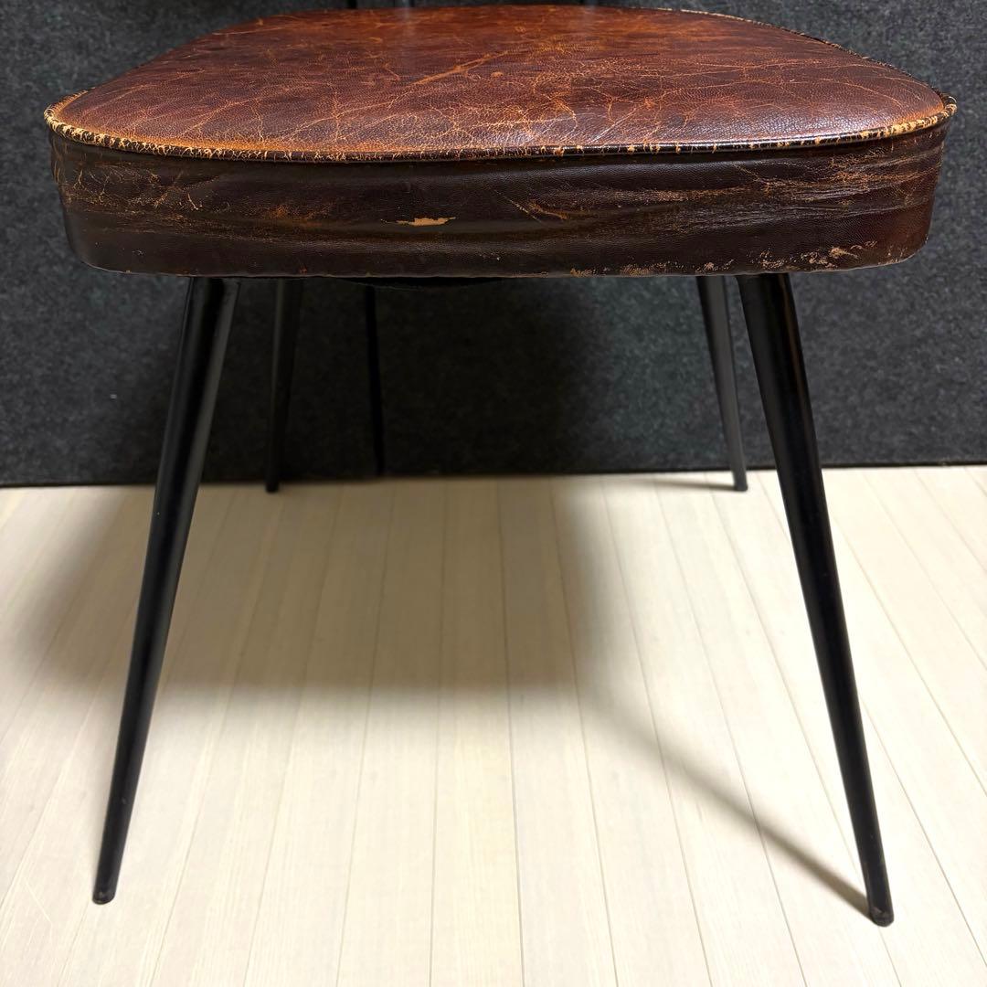 ヴィンテージ　革　レザー　ダイニングチェア　アイアン　スツール　本革　椅子