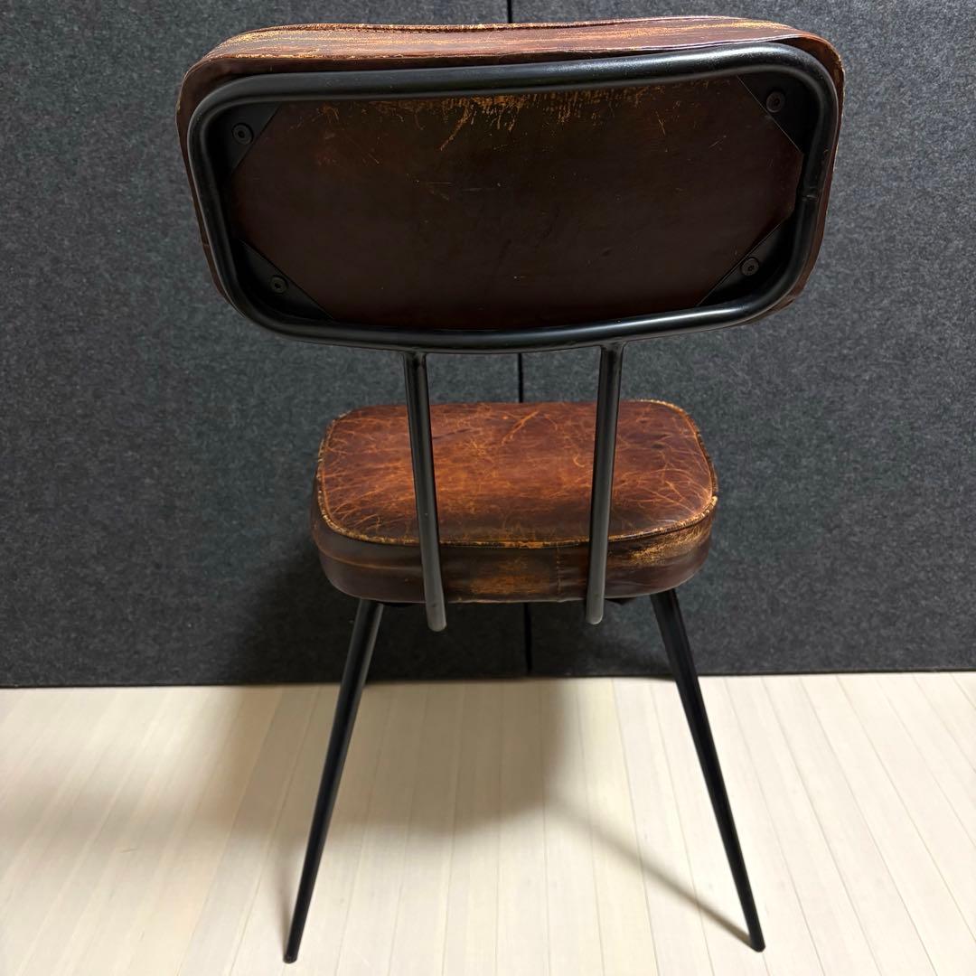 ヴィンテージ　革　レザー　ダイニングチェア　アイアン　スツール　本革　椅子